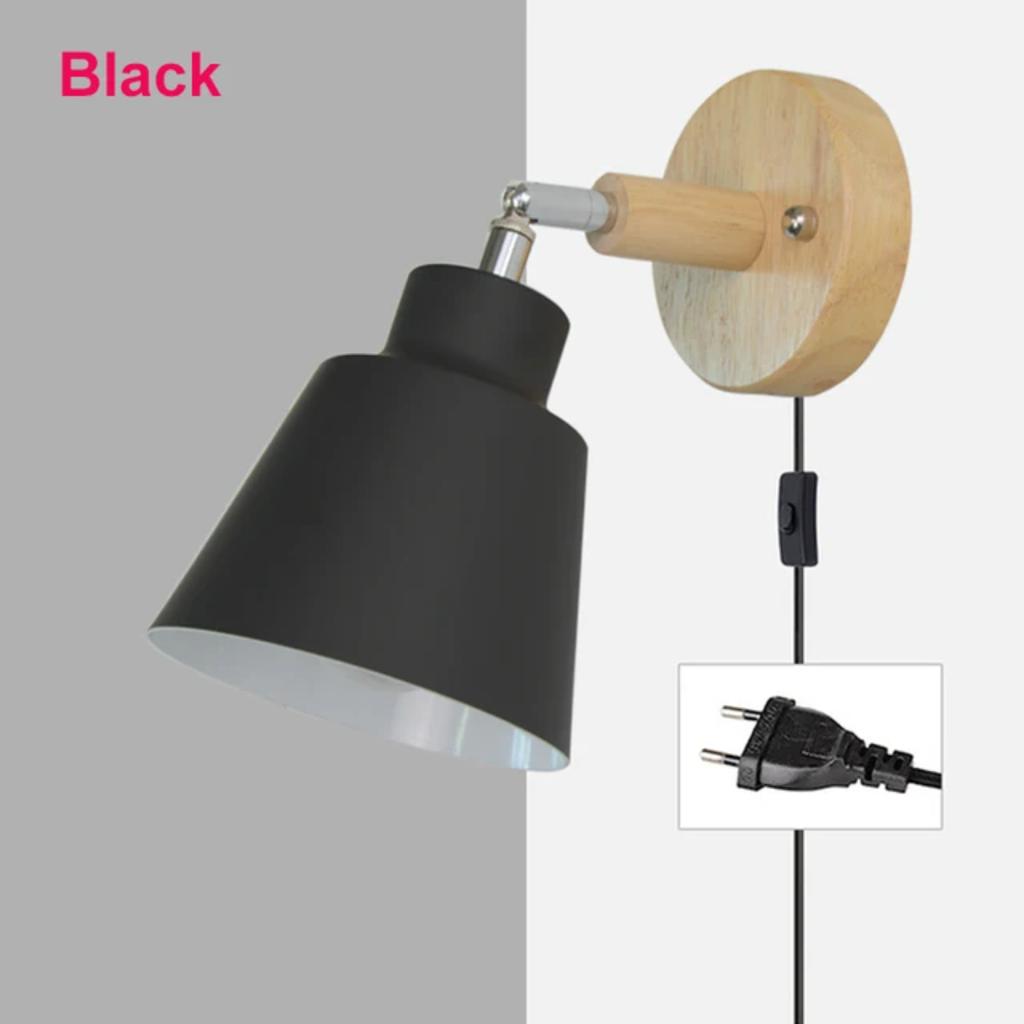 New Nordic Wall Light Indoor DIY E27 Wooden 6 Colors EU/UL Plug 350° Wall Lamps Living Room Bedroom Aisle Sconce Fixtures Decov