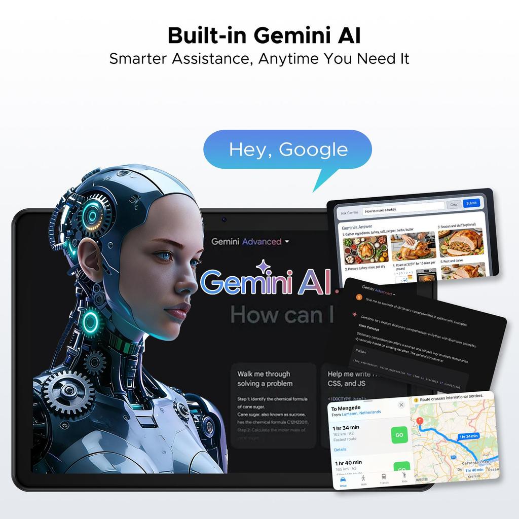 AP10 10,1 дюйма, 48 ГБ ОЗУ + 128 ГБ ПЗУ, Планшет на Android 16 с ИИ Gemini, 7000 мАч, 90 Гц, Двойные динамики, Разъем для наушников, Планшет с клавиатурой, Стилусом, Чехлом