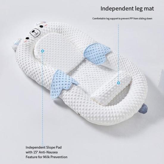 Портативный детский шезлонг Регулируемая подушка поддержки Складное основание Детская кроватка Легкий Удобный Кроватка для кормления из бутылочки для новорожденных