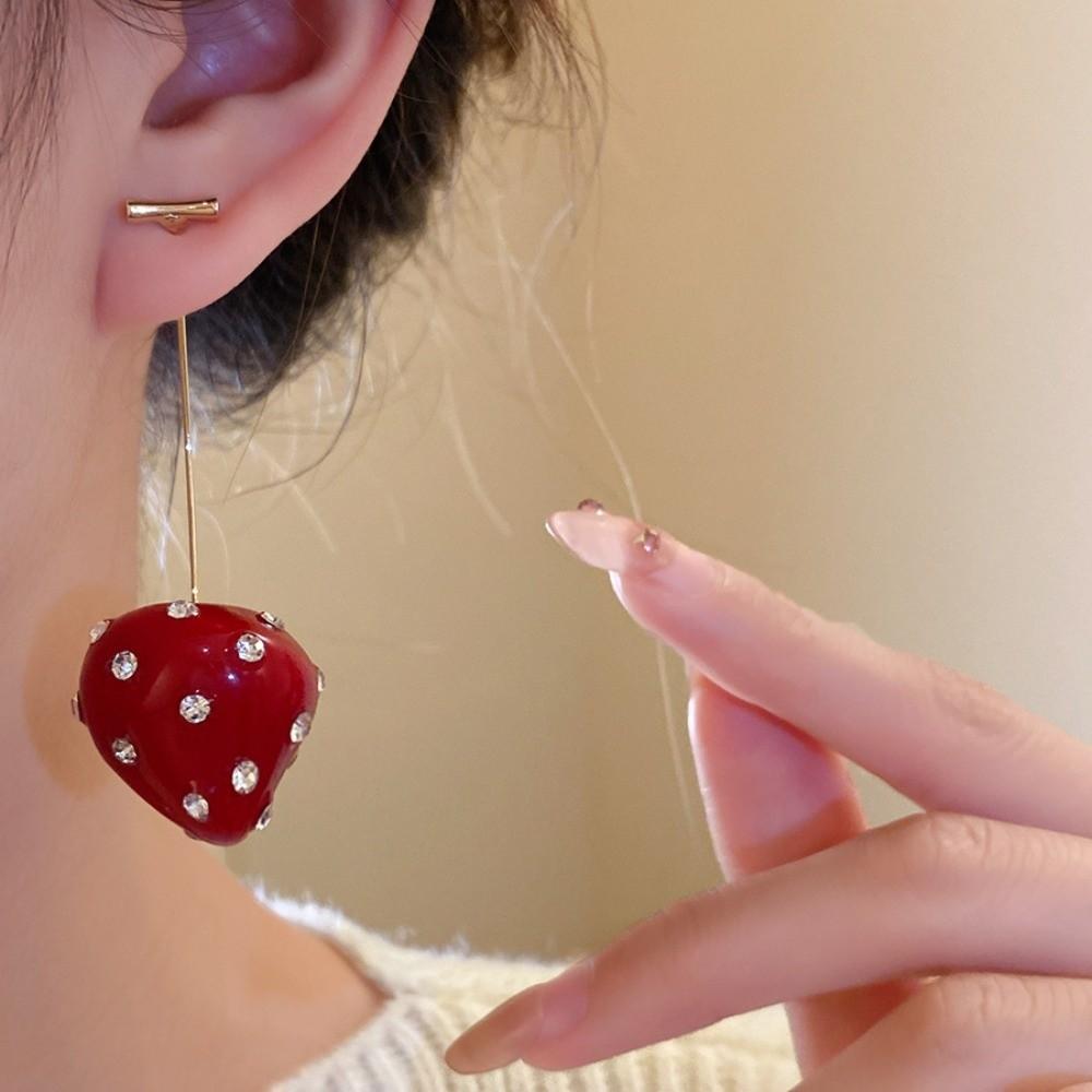 Fashion Jewelry Chinese New Year Earrings Rhinestone Red Drop Earrings  Women New Year Gift