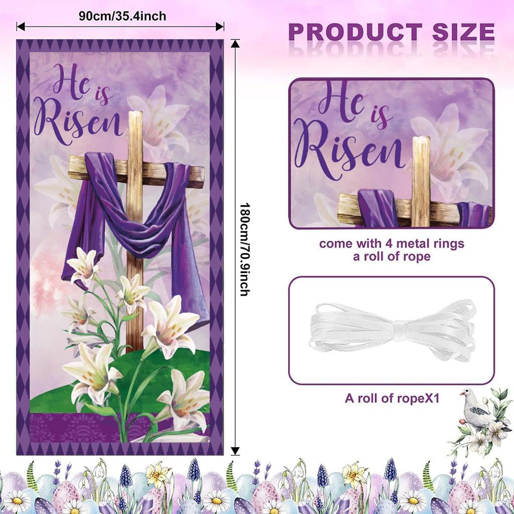 Пасха Он воскрес Накладка на дверь Пасхальные украшения Иисус Иисус Он воскрес Настенный баннер на дверь Знак на крыльце Он воскрес Украшения для дома и улицы