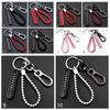 Fashion Weave Bag Pendant Auto Key Chain Leather Phone Number Plate Keyring Anti-lost Car Keychain