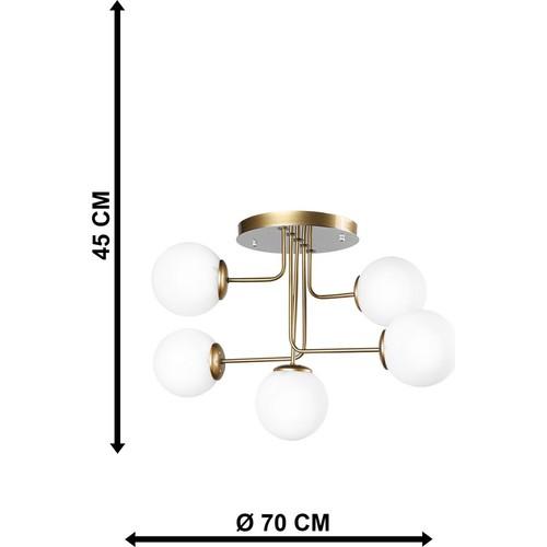 5th Tumbled White Globe Glass Chandelier