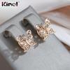 Kinel Butterfly Stud Earrings For Women Rose Gold Color Glossy Drop Earring