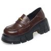 Comfortable Thick-Soled Leather Shoes Spring Autumn New Round-Toe Women's Shoes Versatile With British Style Thick Heel Loafers