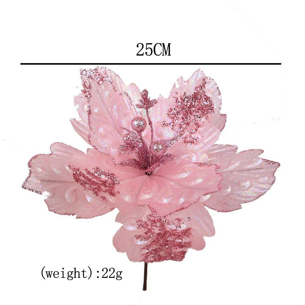 New 25CM Artificial Silk Flower Silk Sequin Fabric Flower Arrangement Ins Style Pink Decorating Flowers Christmas Tree