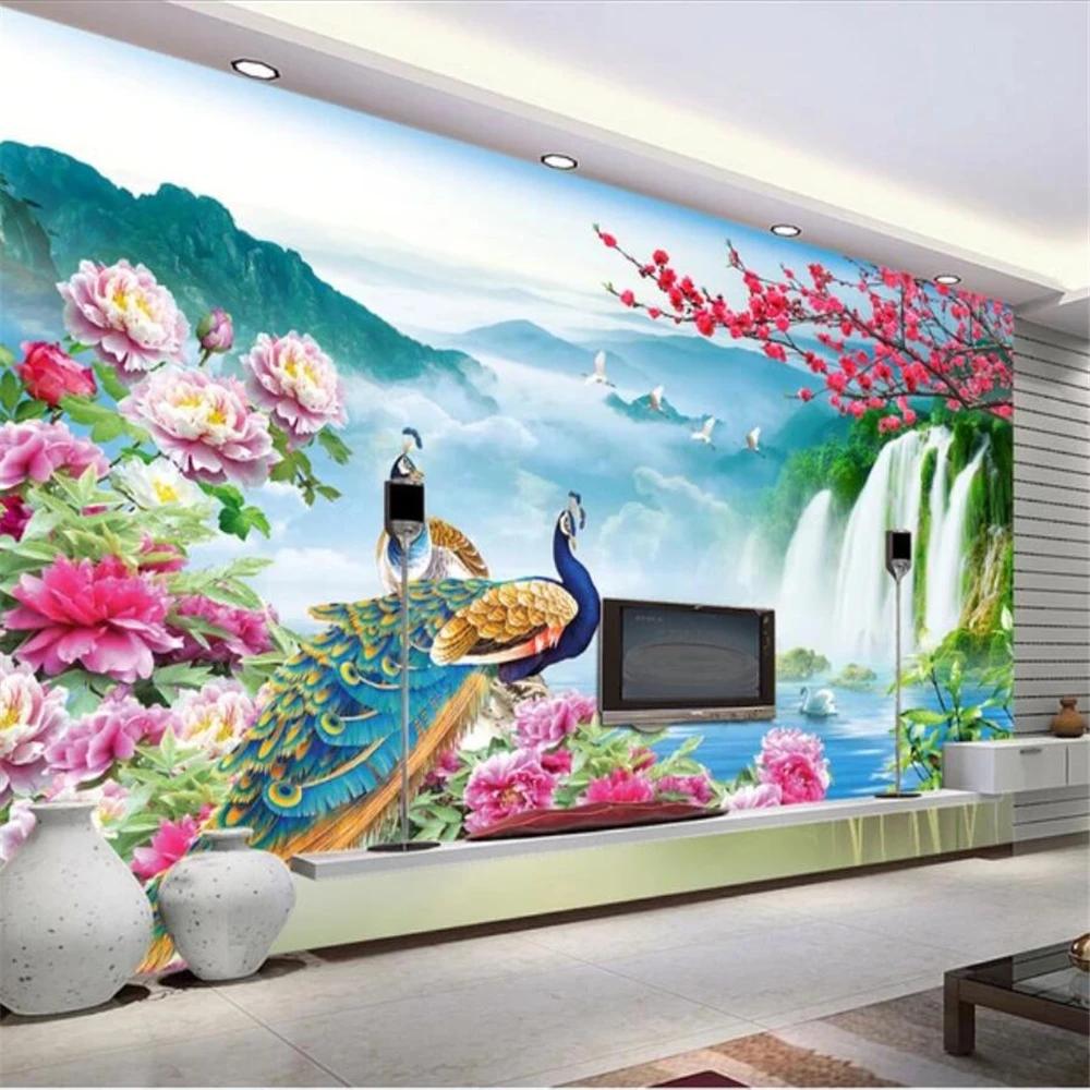 Wallpaper 3d Wonderland Peacock Landscape Painting Living Room Bedroom Hotel TV Background Wall Decoration