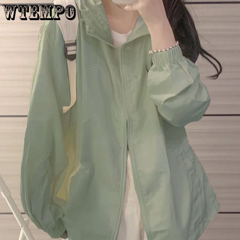 WTEMPO Women Sun-Protective Outdoor Sports Coats Sunscreen Hat Ice Silk Sun Protection Clothing Anti UV Windbreaker