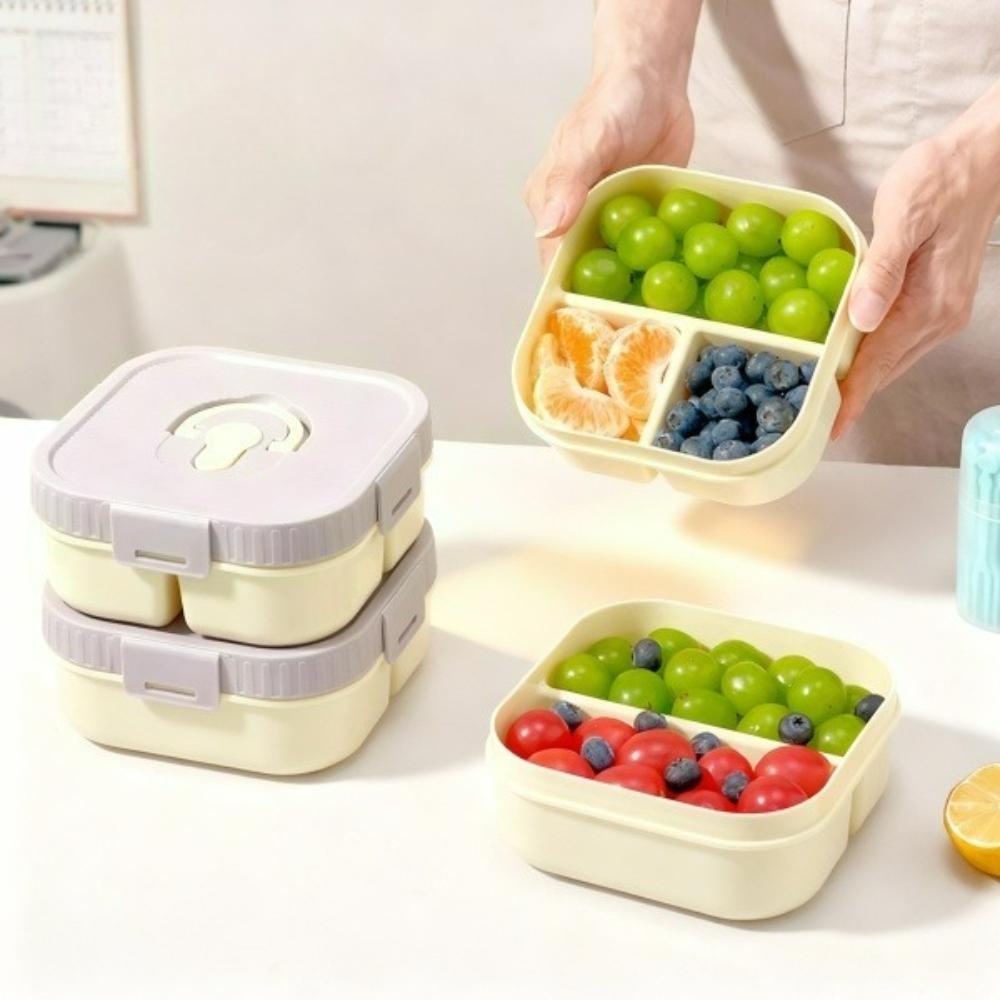 2/3 Grids Reusable Square Plastic Bento Lunch Box Portable Divided Fruit Salad Food Container Kids Students Microwave Heatable