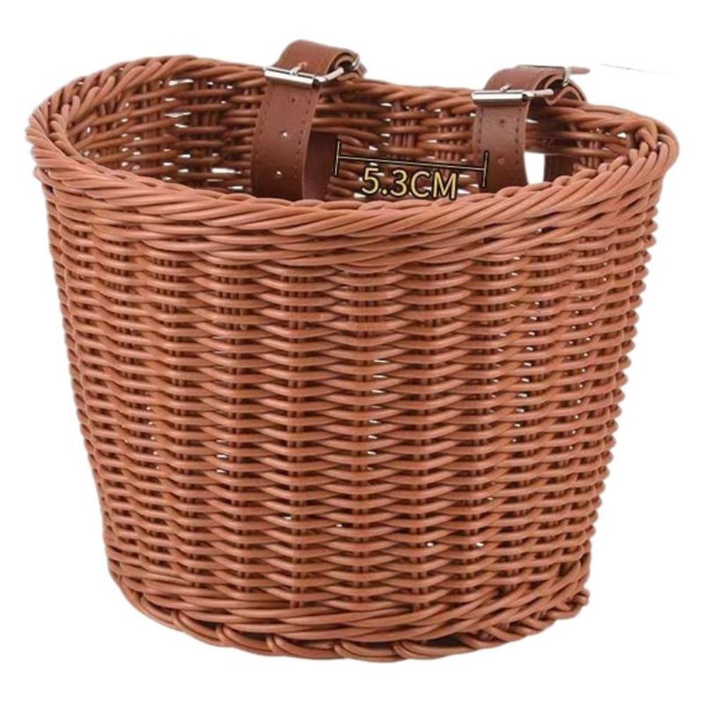Rattan Woven Bicycle Basket Removable Bike Storage Basket Durable Carrier Bag Kid