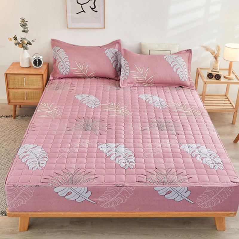 Thicken Quilted Bedspread Elastic Sheets Cotton Soft Bedding Sheet Mattress Cover Non-slip Sheet Dust Cover Fitted Sheet Mattress Topper