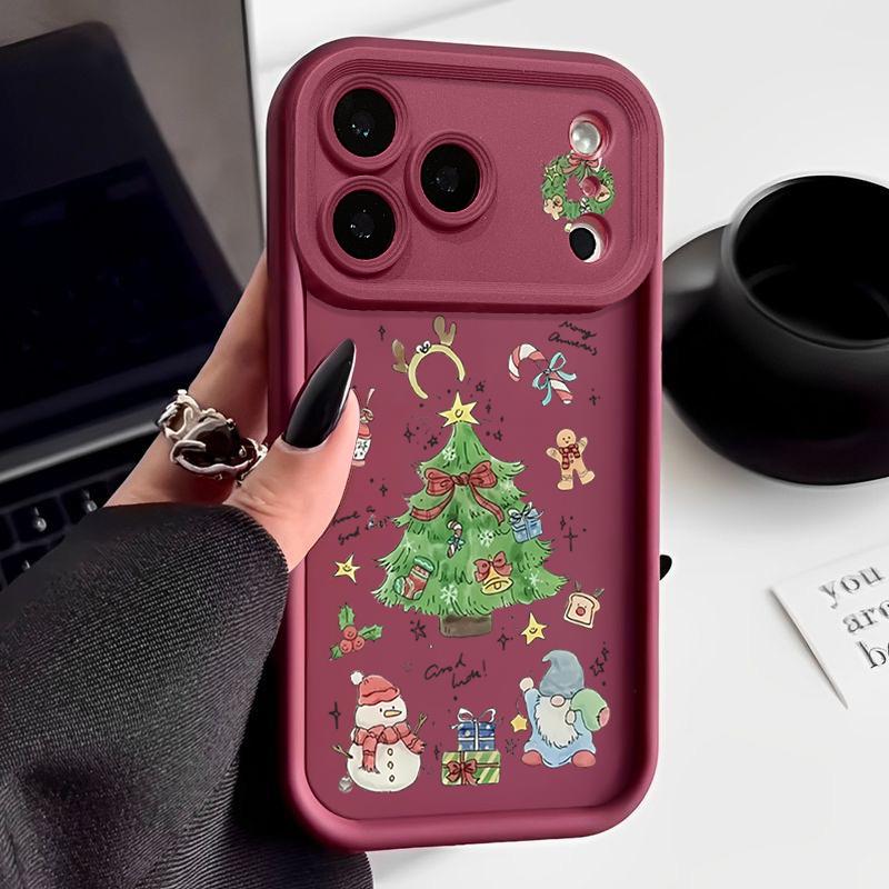 Чехол для телефона из ТПУ с рождественской елкой для iPhone Air 16e 17 16 15 14 Pro Max 13 12 Pro 15 16 Plus, силиконовый мягкий чехол конфетного цвета, Fundas