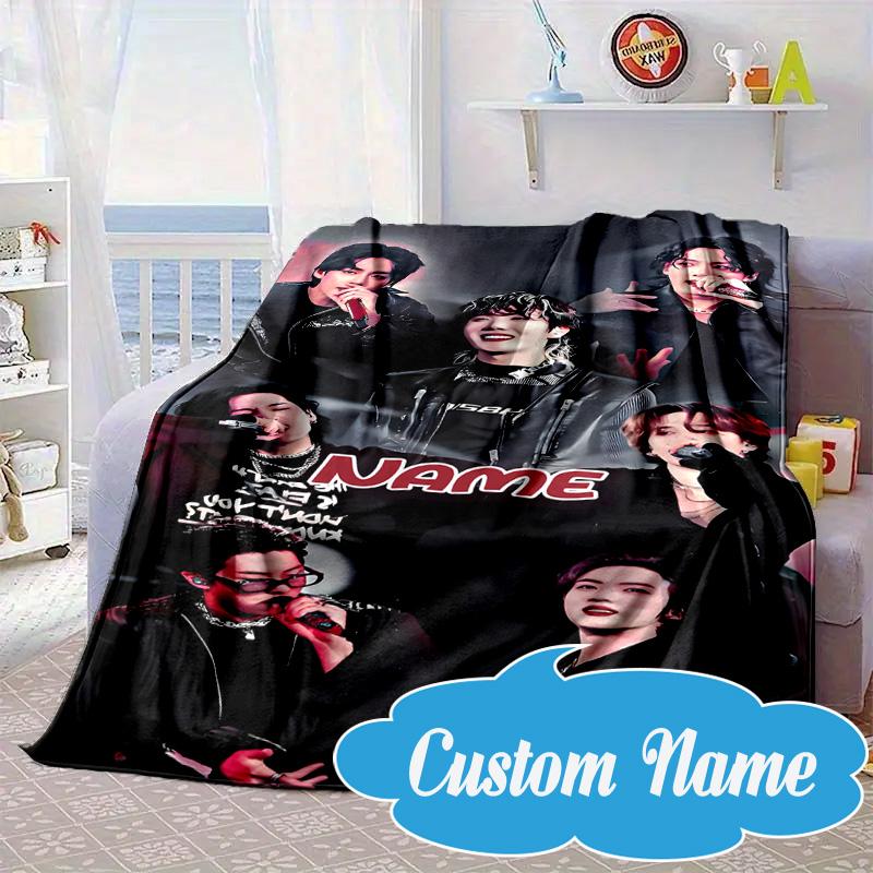 Custom Name K-pop Stars Formal Attire Blanket bed sofa Blanket Flannel Blanket for Camping, Hiking, Picnic Essentials,gift for Fan family
