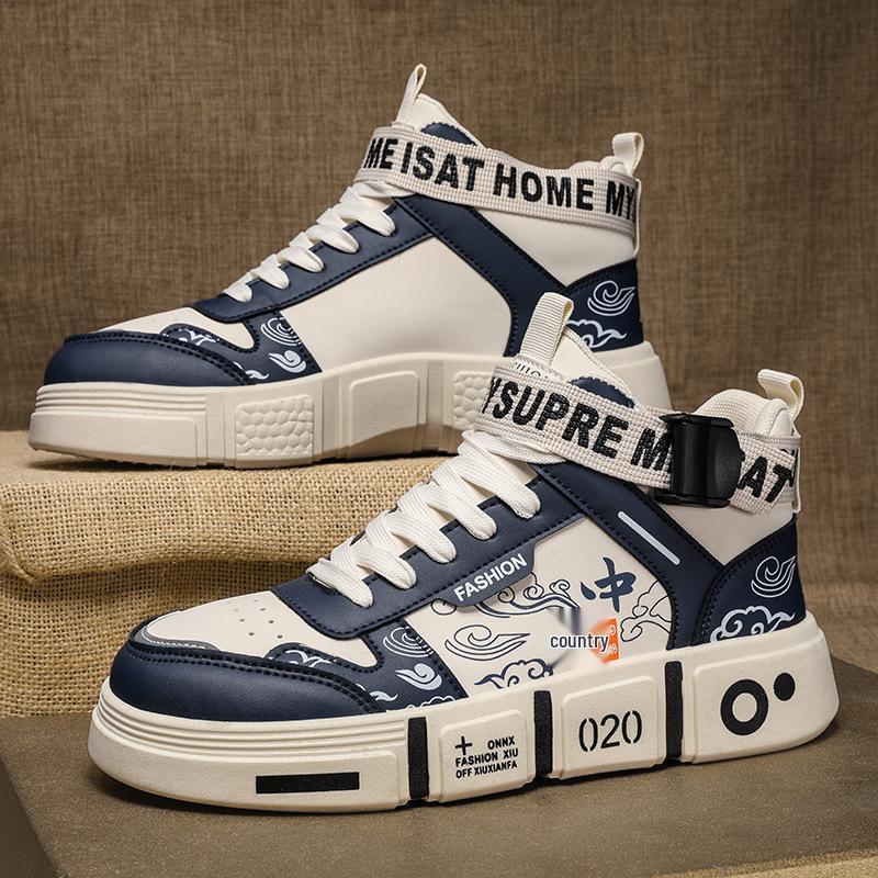 Детские высокие белые кроссовки для мальчиков и девочек на весну-осень 2025 года