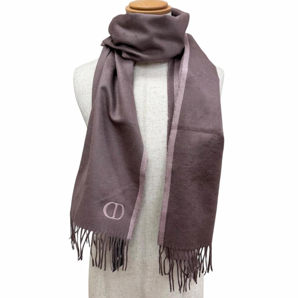 Pristine DIOR Stall CD logo embroidered fringe scarf Pink silk mens 93C0015DH001 Used