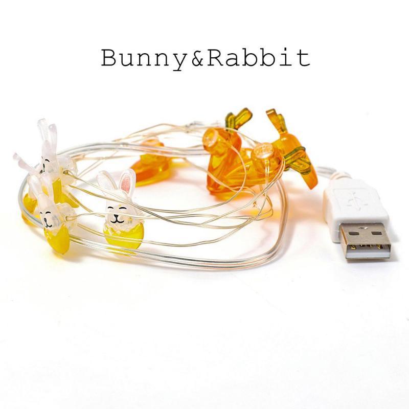 Пасхальные светодиодные гирлянды в виде кролика, моркови, кролика, сказочный свет, подарки, пасхальные вечерние украшения для дома, товары HMM