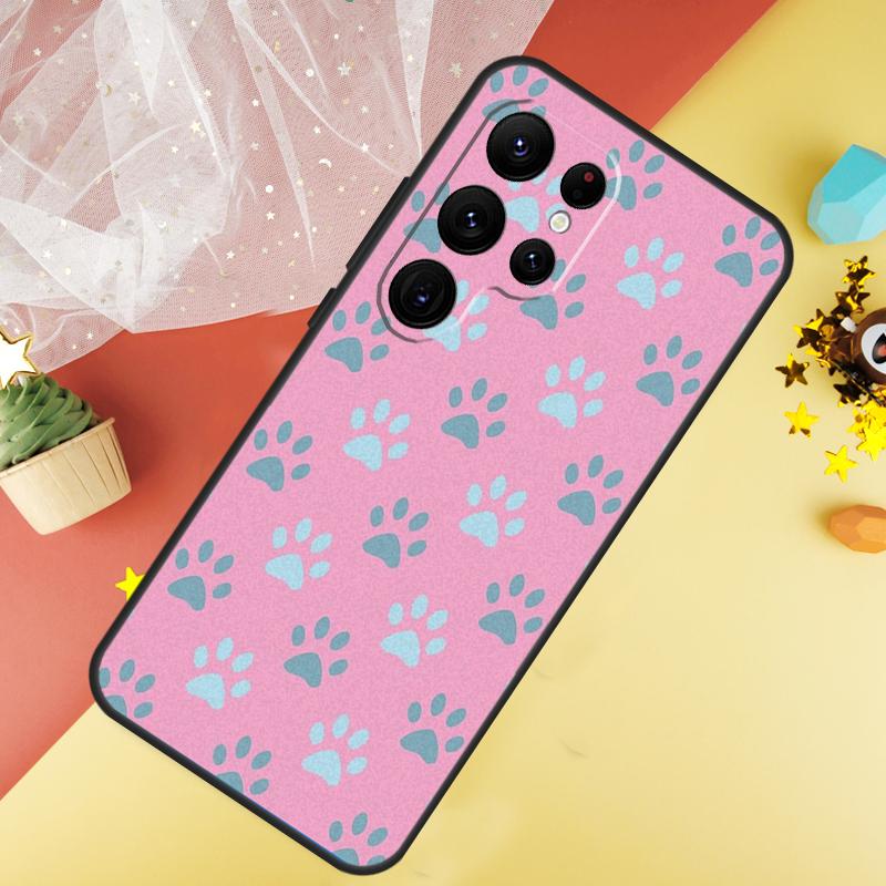 Чехол с дизайном лапки кошки и собаки для Samsung Galaxy S23 Ultra S24 S22 S20 S21 FE Note 10 20 Ultra S8 S9 S10 Plus
