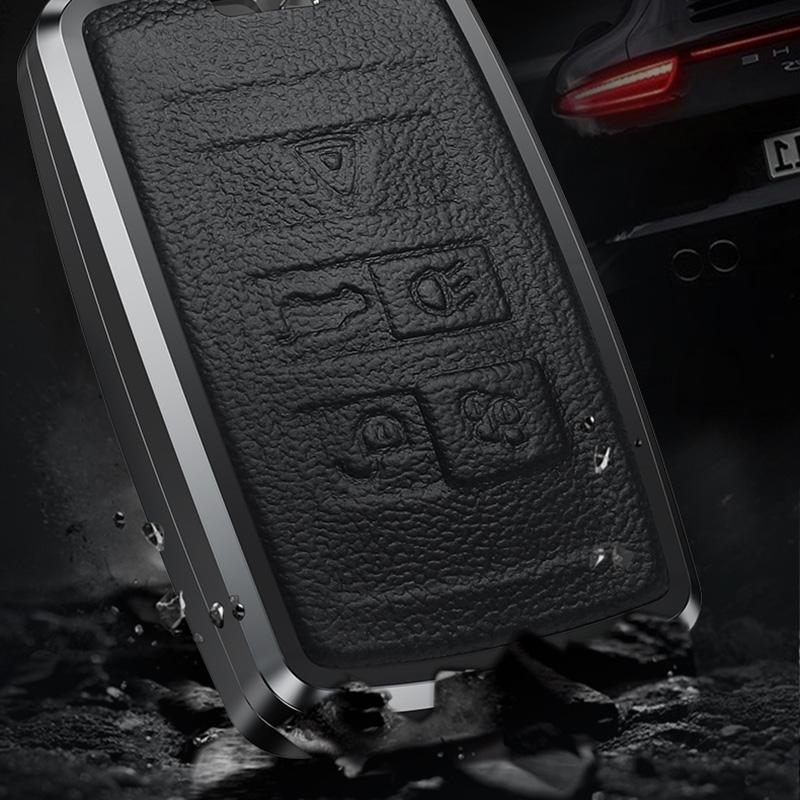 Aluminum Alloy Leather Car Key Case Cover for Land Rover Defender Discovery Sport Range Rover Sport Velar Evoque Jaguar XE XF