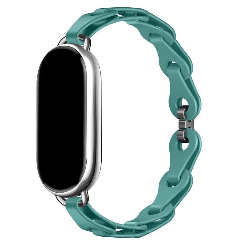 Резиновый ремешок для Xiaomi Mi Band 8 Браслет с пряжкой из нержавеющей стали для Miband 8 NFC Модный женский стиль Запасной силиконовый ремешок