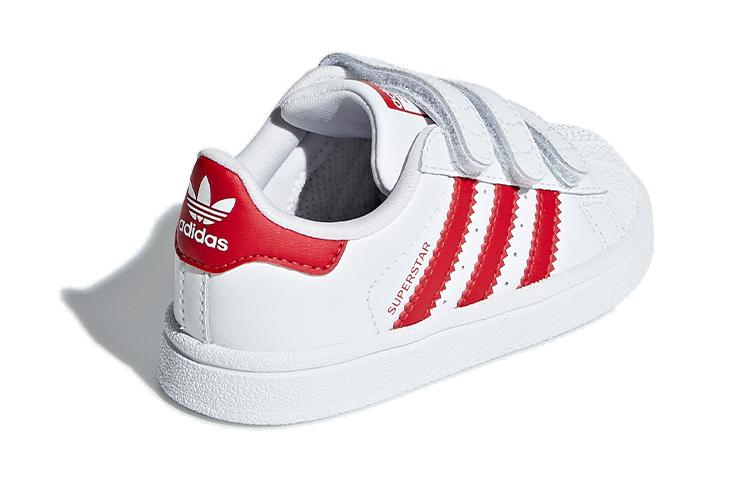 adidas Оригинальные SUPERSTAR CF Синтетическая кожа Удобные Нескользящие Низкие Детские Туфли Белый Красный Малыш CG6639