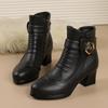 Autumn and Winter New Thick Heel Women's Shoes Metal Buckle Martin Boots