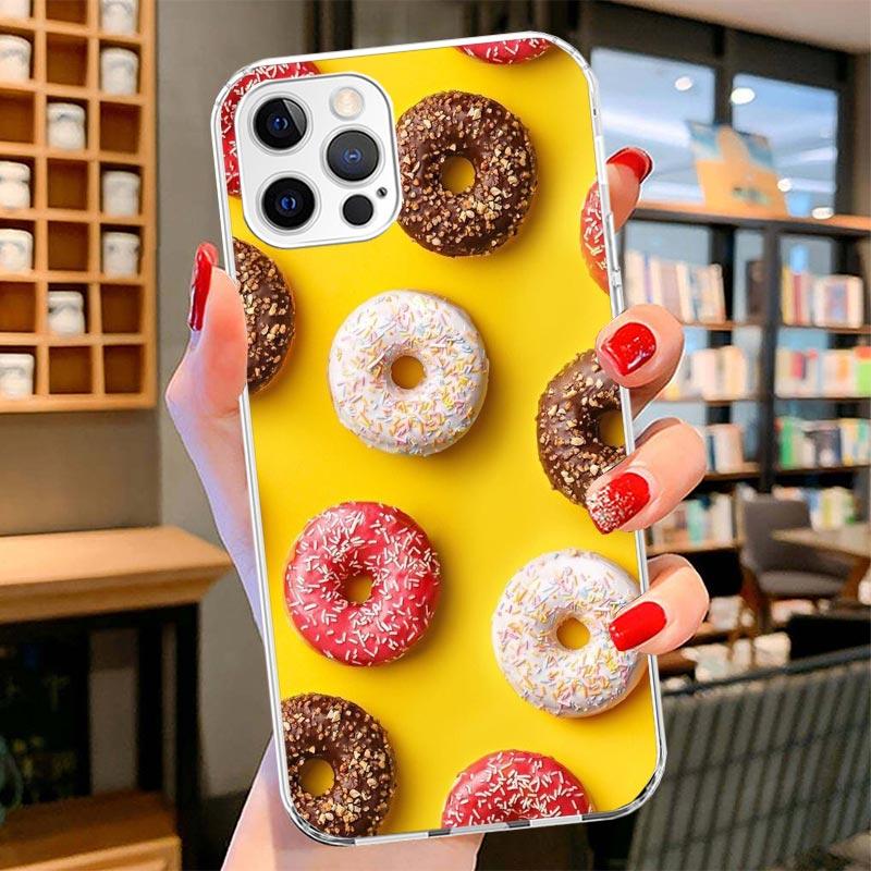 Macaron Ice Cream Cake Doughnut Cover Phone Case For iPhone 16 17 Air 15 14 Pro Max 16E Phone Case 13 Mini 12 11 7 SE 8 Print Pa