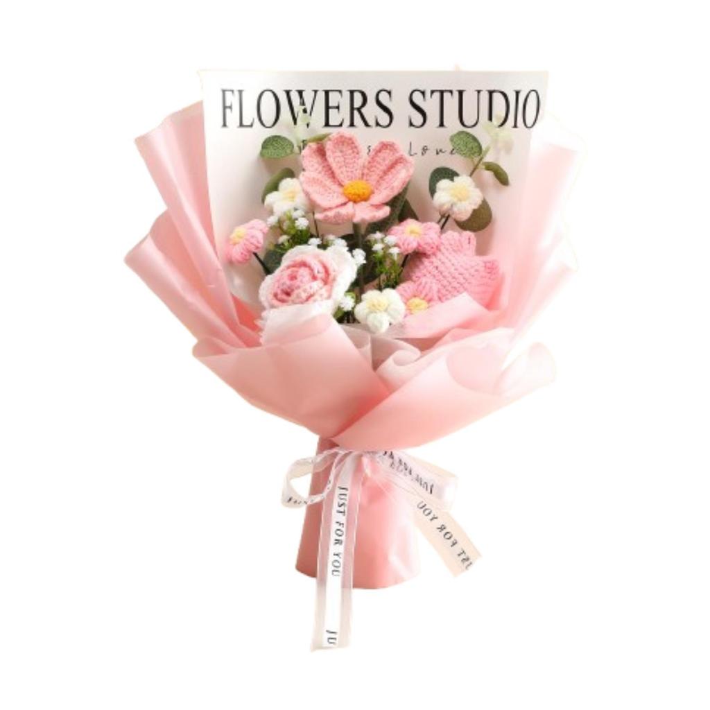 Crochet Bouquet Table Decor Handmade Finished Knitted Gesang Flower for Teacher’ Day Wedding Anniversary Thanksgiving Day Her