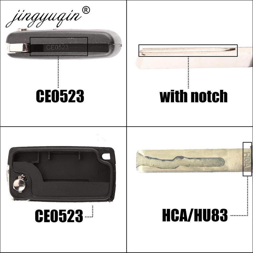 jingyuqin 10pcs HCA Hu83 Flip Remote Key Shell 2 Button for Peugeot 307 408 308 3008 Citroen C2 C5 C6 C8 Xsara Picasso Fob Case