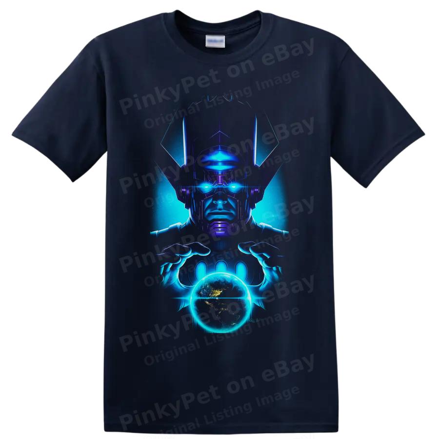 Galactus Cosmic Superhero T Shirt w/ Glowing Planet Sci Fi Art Graphic Tee