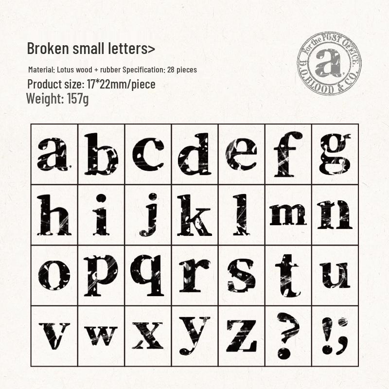 Retro Wooden English Letter Stamp for Handcrafted Decoration and Material Symbol Engraving
