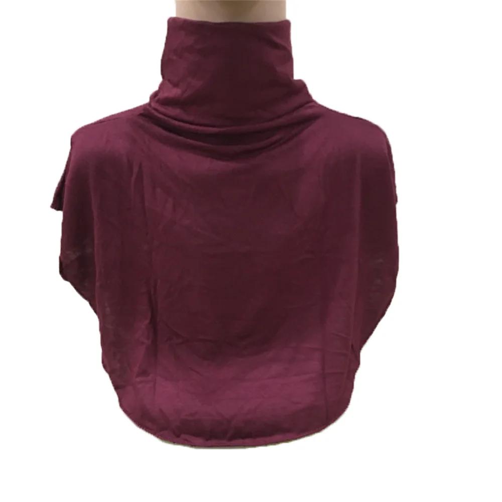 New Womens Muslim Modal Fake False Collar Islamic Hijab Extensions Turtleneck High Neck Cover Warmer Bright Solid Color Half Top