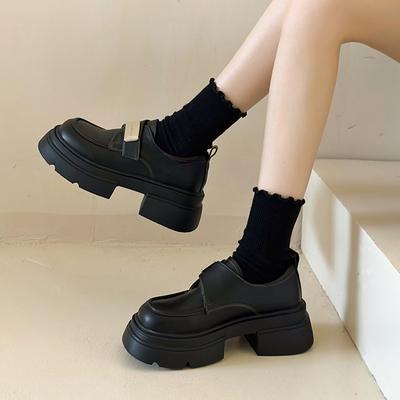 Модные туфли Мэри Джейн с металлической пряжкой, маленькие кожаные туфли весна-лето 2025, новые лоферы на платформе в стиле ретро, в британском стиле