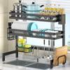 65-95cm Kitchen Sink Dish Drying Rack Over The Sink Dish Drain Rack Utensil Holder Double Sink Kitchen Storage