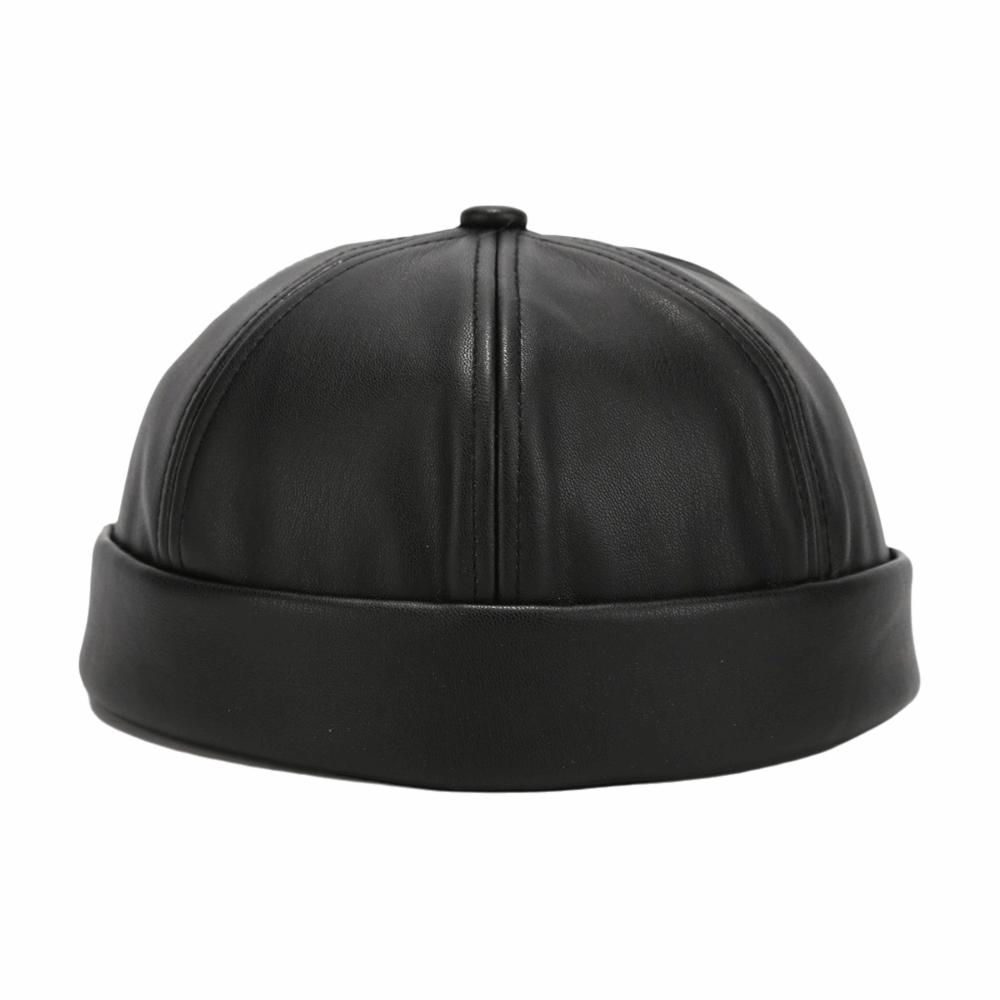 Регулируемая шляпа-баклажан Кожаная модная кепка Модная круглая без полей Шляпа домовладельца Streetwear