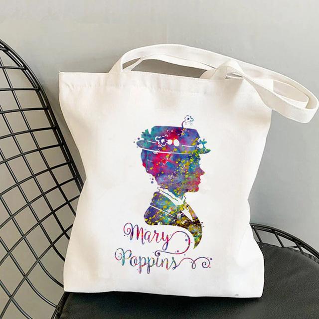 2021 Shopper Elegant Mary Poppins Kawaii Bag Harajuku Women Shopping Bag Canvas Shopper Bag Girl Tote Bag Shoulder Lady Bag