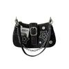 Women Crossbody Bags Korean Harajuku Goth Star Girl Black Hand Bag Fairy Grunge Aesthetic Wallet Shoulder Handbag Purses Baguette Tote Bags