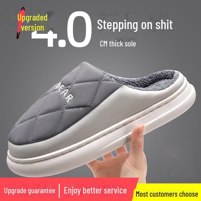 Водонепроницаемые нескользящие хлопковые зимние тапочки для пар - теплая домашняя обувь для женщин