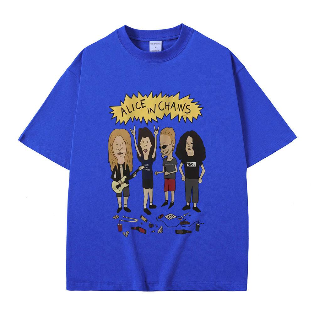 Rock Band Alice in Chains Cartoon Style T Shirts Men Women Oversized Gothic Streetwear Male Vintage Casual Short Sleeve Tshirt