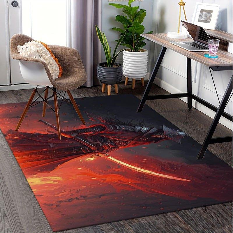 "Samurai Warrior with Sword Fantasy Art Print"Office Mat Perfect for Home Decor Office Desk Chair Rugs Chair Carpet for office Polyester Cha