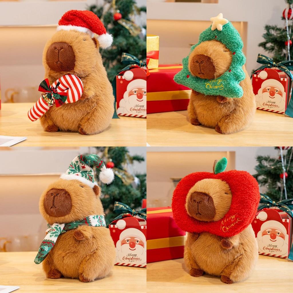 Плюшевая капибара Рождественская игрушка Праздничное рождественское украшение Мягкая кукла Детский подарок