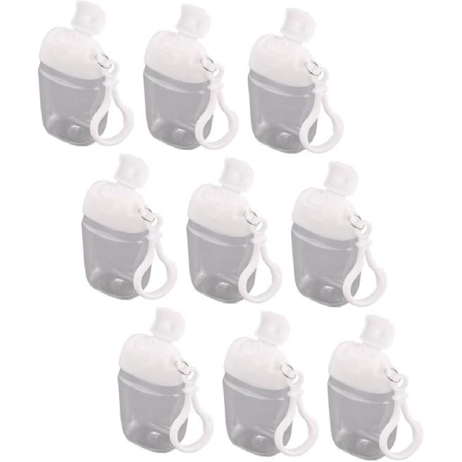Mikinona Refillable Cosmetic Containers Set - 9PCS 30ML Portable Travel Size Bottles with Keychain - Cap Carrier Leakproof Plastic Bottles for