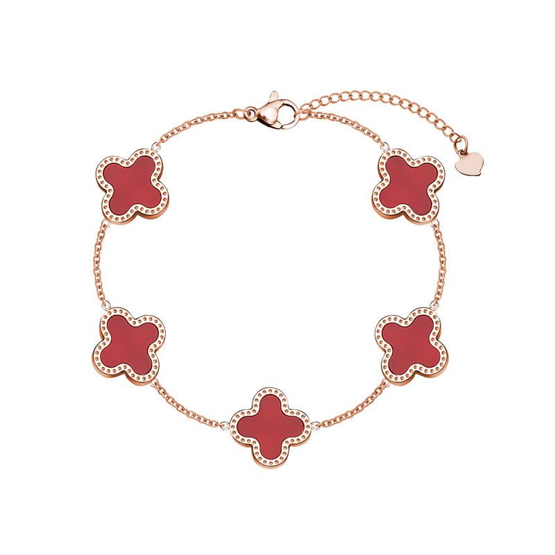 Fashion Titanium Steel Four-leaf Clover Bracelet Simple High-end Does Not Fade Five Shells Four-leaf Clover Bracelet