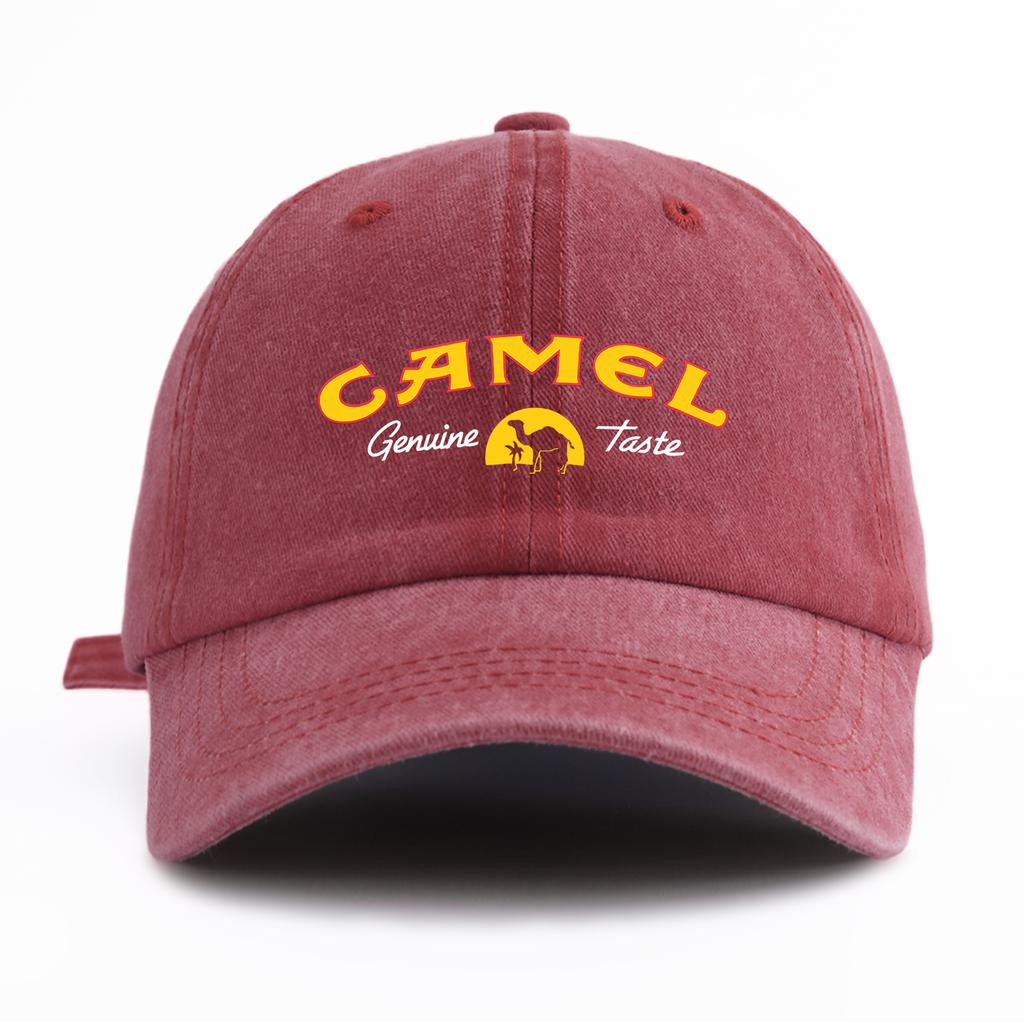 1 шт. Стильная washed бейсболка с принтом CAMEL для взрослых. Минималистичный ретро-стиль. Повседневная. Мягкая. Регулируемая. Кепка папы. Идеально в качестве подарка