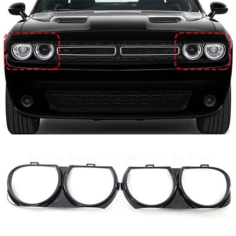 A03Z-1Pair Front Headlight Bezel Trim Frame Lamp Cover 68259052AB 68259053AB For Dodge Challenger 15-21 CH2510101 CH2511101