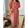Warm And Thick Home Pajamas In Winter Coral Velvet Jacquard Nightgown Solid Color Home Dress Nightdress Casual And Simple
