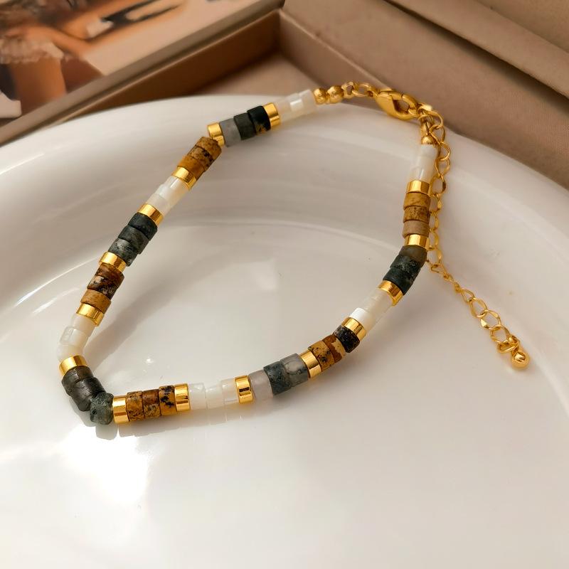 Titanium Steel Baroque Special-Shaped Freshwater Pearl Necklace Female Niche Design Fashion Minimalist Wind Bead Snake Bone Neck Chain