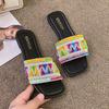 Size 43 Slippers, Summer Flat Flip-flops with A Square Head, Stylish Beach Holiday Slippers,