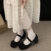 Women's Round Head Pink Thick Heel Mary Jane Shoes 2025 New Sweet Vintage Women's Bow Round Head Cute Designer Shoes Pink Heels