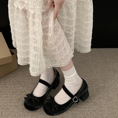 Женские туфли Мэри Джейн на толстом каблуке с круглым носком, 2025, новые, милые, винтажные, женские, с бантом, с круглым носком, милые дизайнерские туфли, розовые каблуки