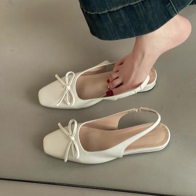 Модный темпераментный бант сумка голова пустая одинарная обувь женская летняя новая танкетка маленькая квадратная голова офисная обувь